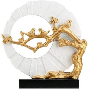 Gold Bird Statue Home Décor White Accent Bookshelf Office Shelf Coffee Table